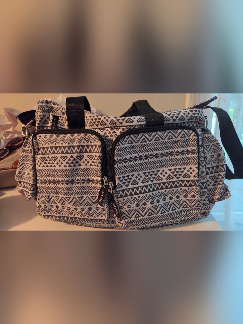 Vintage Deluxe Diaper Bag Trend Lab Geometric Smoke Free Home Great Condition - Picture 3 of 3